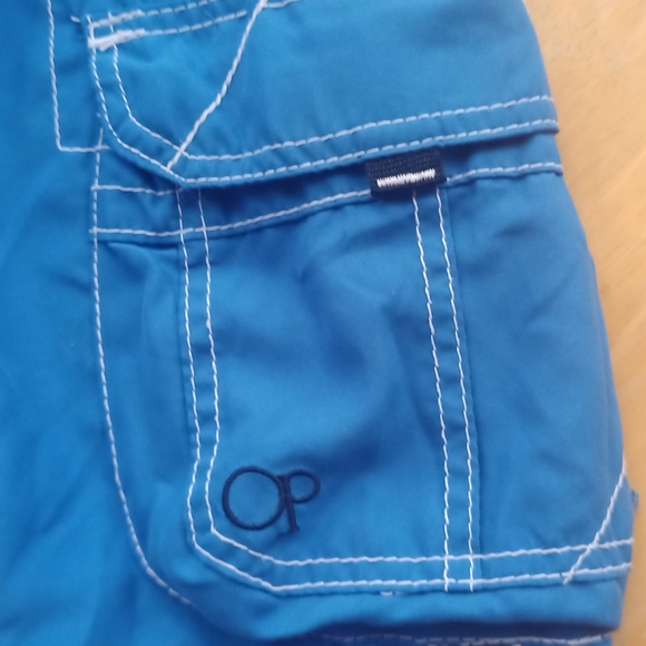 Medium Ocean Pacific black stripe blue swim trunks - Picture 6 of 12